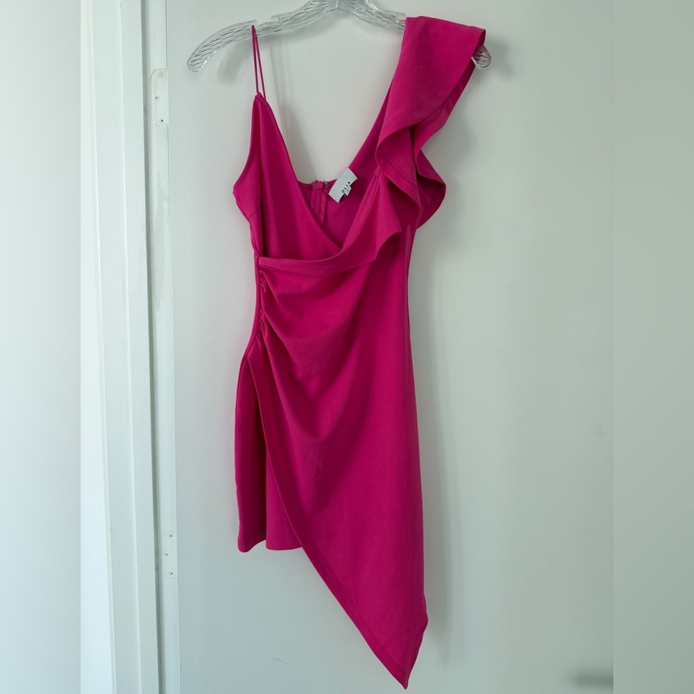Lulu's Vibrant Pink Asymmetrical Dress